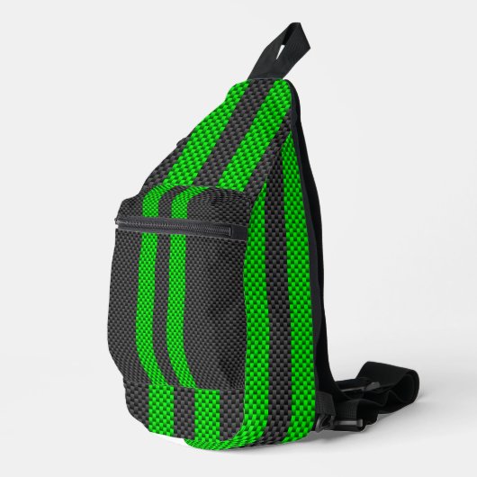 Akzentgrüne Racing Stripes im Faserverbund Crossbody Bag (Rechte Ecke)