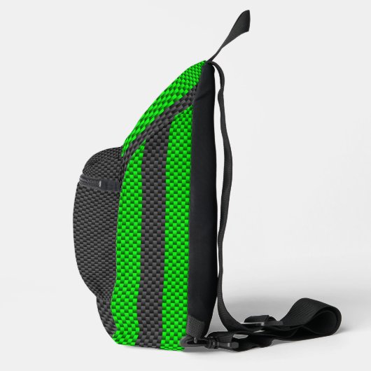 Akzentgrüne Racing Stripes im Faserverbund Crossbody Bag (Rechts)