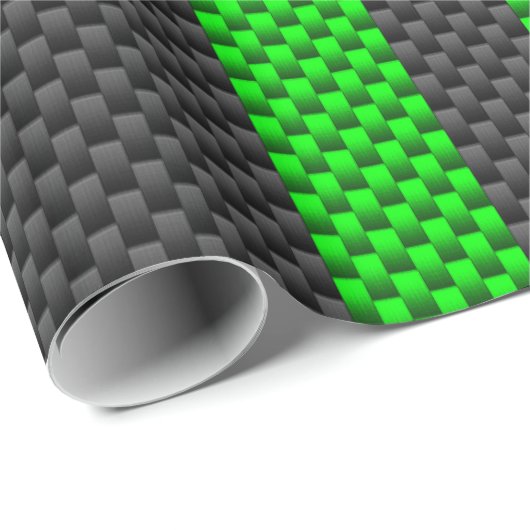 Akzentgrüne Racing Stripes im Faserverbund Geschenkpapier (Rolleneckpunkt)