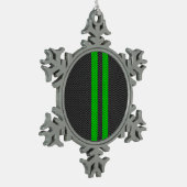 Akzentgrüne Racing Stripes im Faserverbund Schneeflocken Zinn-Ornament (Links)