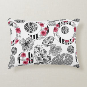 Akzentkissen, Rot und Schwarz, Quilt, Patchwork Dekokissen