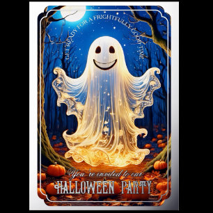 Akzentuierter Geister Glanz Halloween Silber Folieneinladung