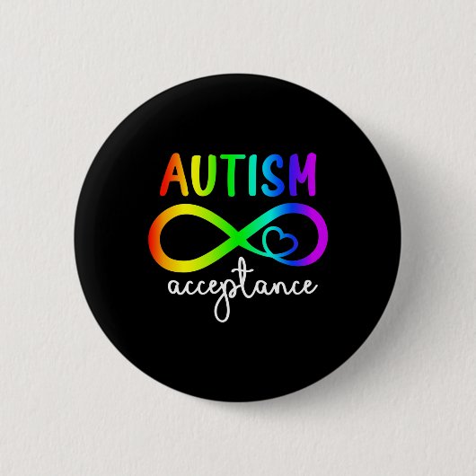Akzeptanz Infinity Herz Autismus-Bewusstseinsmonat Button (Vorderseite)