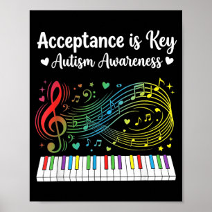 Akzeptanz ist der Schlüssel Autism Awareness Musik Poster
