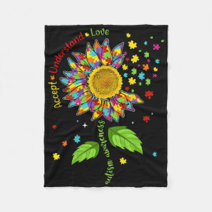 Akzeptanz Liebe Autismus Bewusstsein Sonnenblumen Fleecedecke