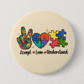 Akzeptanz, Liebe, Verständnis von Autismus Button (Vorderseite)