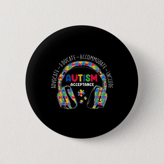 Akzeptanzkopfhörer Lehrer Junge Button (Vorderseite)