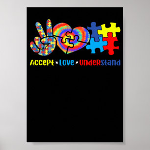 Akzeptiere Liebe Verstehe Puzzle Autismus-Bewussts Poster
