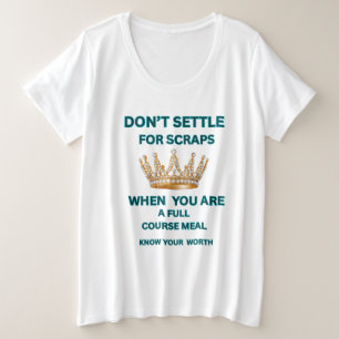 AKZEPTIERE NICHTS WENIGER, DAMEN WEISS PLUS SIZE T GROßE GRÖßE T-Shirt