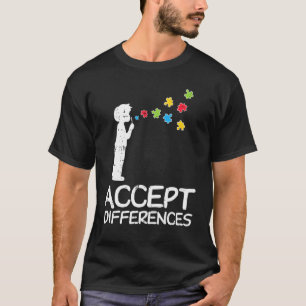 Akzeptiere Unterschiede Kind Puzzle Blasen Autismu T-Shirt
