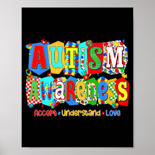 Akzeptiere verstehe liebe Autismus-Bewusstsein Puz Poster