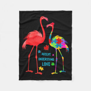 Akzeptiere verstehe liebe Autismus Flamingo Puzzle Fleecedecke