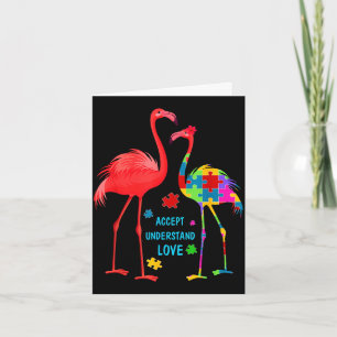 Akzeptiere verstehe liebe Autismus Flamingo Puzzle Karte