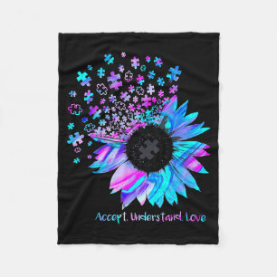 Akzeptiere verstehe liebe Sonnenblume Autismus-Bew Fleecedecke