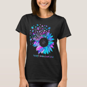 Akzeptiere verstehe liebe Sonnenblume Autismus-Bew T-Shirt