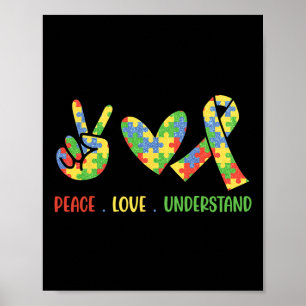 Akzeptieren Liebe verstehen Autismus Bewusstsein M Poster