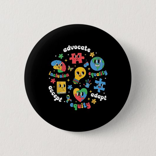 Akzeptieren Sie Adapt Advocate Inklusion Autismus  Button (Vorderseite)