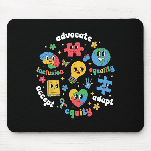 Akzeptieren Sie Adapt Advocate Inklusion Autismus Mousepad (Vorne)