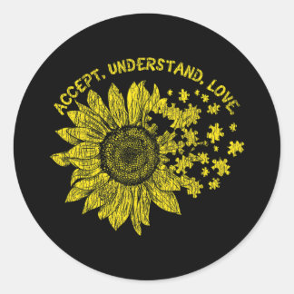 Akzeptieren Sie die Autismus-Awa unterstützende Au Runder Aufkleber