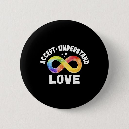 Akzeptieren Sie Liebe Autismus Bewusstsein ASD Inf Button (Vorderseite)