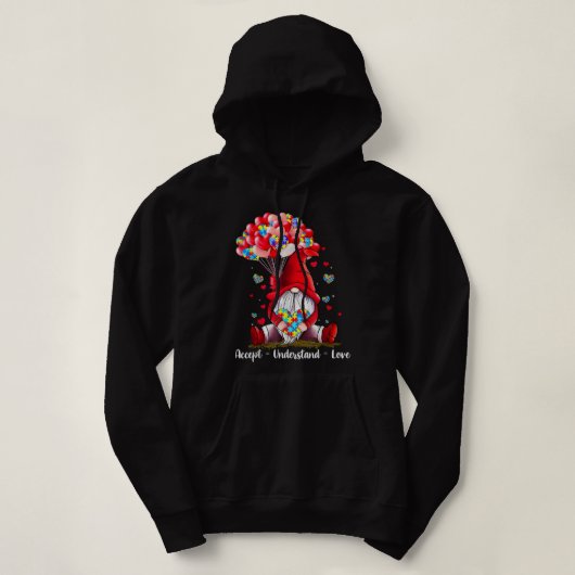 Akzeptieren Sie Liebe Autismus Bewusstsein Gnome V Hoodie (Design vorne)