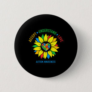 Akzeptieren Sie Liebe Autismus Bewusstsein Sonnenb Button