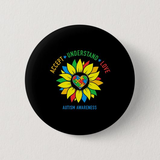Akzeptieren Sie Liebe Autismus Bewusstsein Sonnenb Button (Vorderseite)