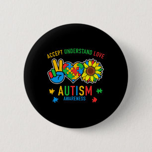 Akzeptieren Sie Liebe Autismus Bewusstsein Sonnenb Button
