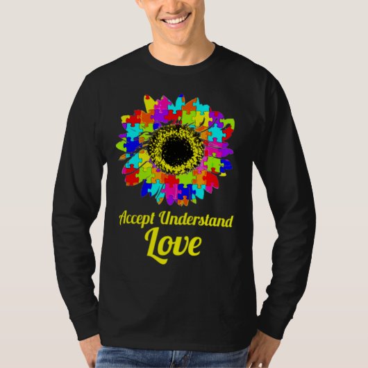 Akzeptieren Sie Liebe Autismus Bewusstsein Sonnenb T-Shirt (Vorderseite)