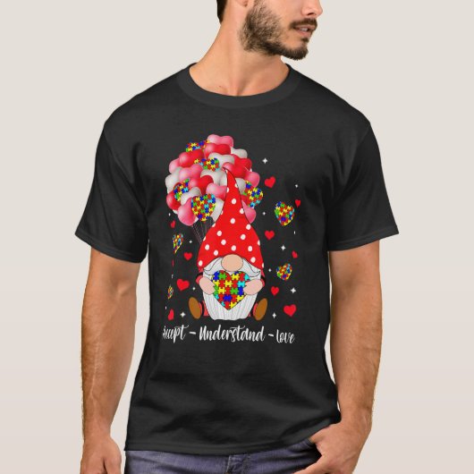 Akzeptieren Sie Liebe Gnome Autismus Awareness Val T-Shirt (Vorderseite)