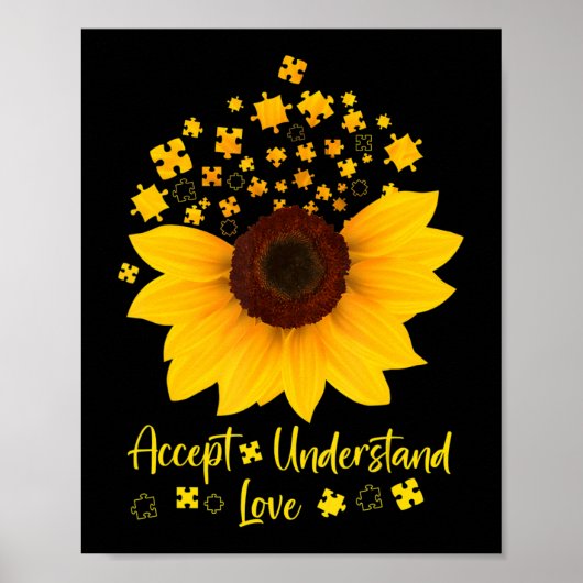 Akzeptieren Sie Liebe Sonnenblumen Shirt Autismus Poster (Vorne)