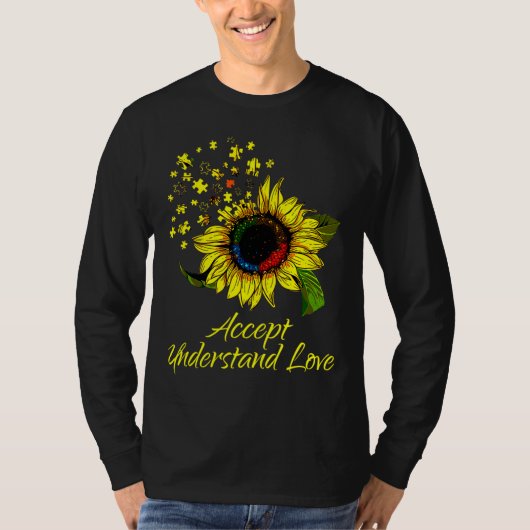 Akzeptieren Sie Liebe Sonnenblumenautismus Bewusst T-Shirt (Vorderseite)