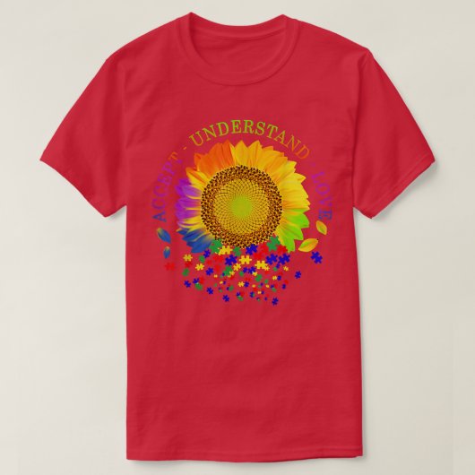 Akzeptieren Sie Liebe Sonnenblumenautismus Bewusst T-Shirt (Design vorne)