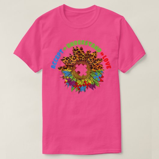 Akzeptieren Sie Liebe Sonnenblumenautismus Bewusst T-Shirt (Design vorne)