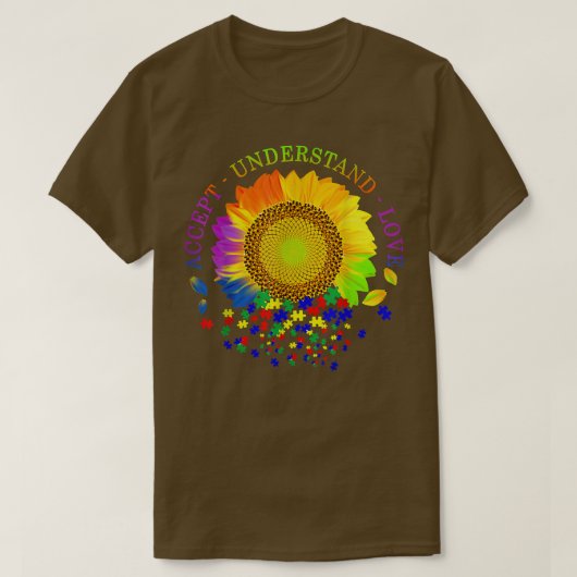 Akzeptieren Sie Liebe Sonnenblumenautismus Bewusst T-Shirt (Design vorne)
