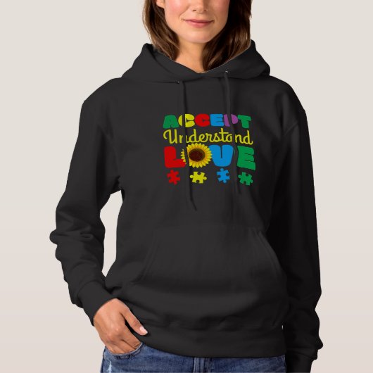 Akzeptieren Sie Liebe Sonnenblumenpuzzle Autism Aw Hoodie (Vorderseite)