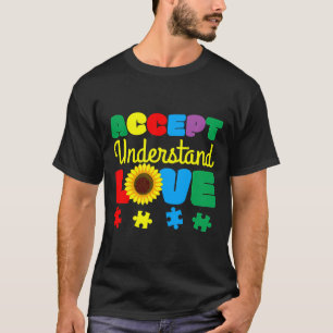 Akzeptieren Sie Liebe Sonnenblumenpuzzle Autism Aw T-Shirt