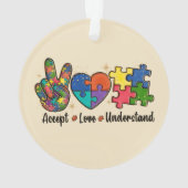 Akzeptierte Liebe - Bewusstsein für Autismus Ornament (Rückseite)