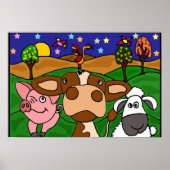 AL- Barnyard Animals Folk Art Poster (Vorne)