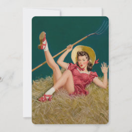 Al Buell Vintag Farm Farm Button Up Girl Einladung