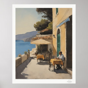 Al-Fresco-Meeresblick-Dinieren-Ölgemälde Poster