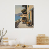 Al-Fresco-Meeresblick-Dinieren-Ölgemälde Poster (Küche)