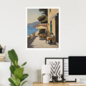 Al-Fresco-Meeresblick-Dinieren-Ölgemälde Poster (Heimbüro)