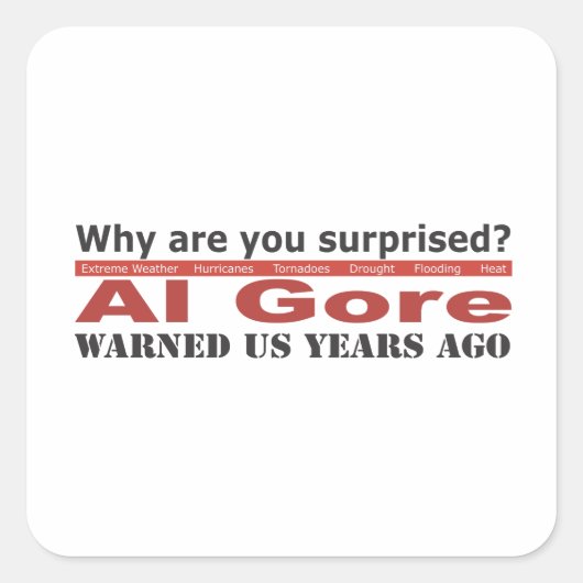Al Gore warnte uns Quadratischer Aufkleber (Vorderseite)