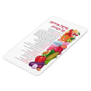Al haMichya Hebrew Segen nach dem Essen farbenfroh Magnet