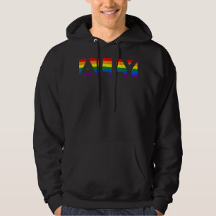 AL LGBTQ Rainbow Prilag Lesbische Schwule Vintag Hoodie