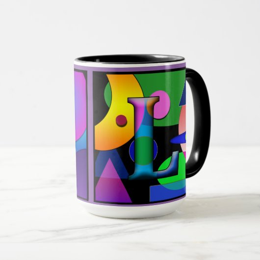 "AL"-Monogramm Kaffee-Tasse 15 oz Tasse (VorderseiteRechts)