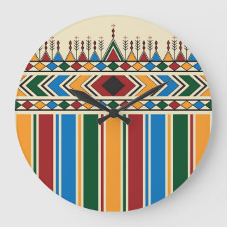 Al-Qatt Al-Asiri inspiriertes geometrisches Muster Große Wanduhr
