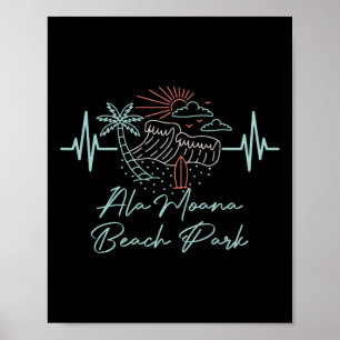 Ala Moana Beach Park Hawaii Herzschlag Surfboarder Poster