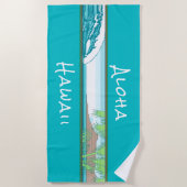 Ala Moana Diamond Head Hawaiian Surf Sign - Aqua Strandtuch (Vorderseite)